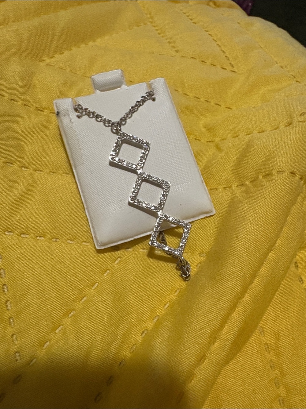Silver Geometric Diamond-Link Pendant Necklace - Women Jewelry